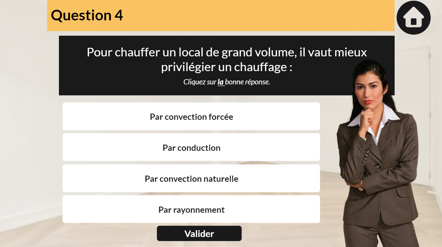 Screen de la formation initiale DPE Up n'PRO - elearning (question)